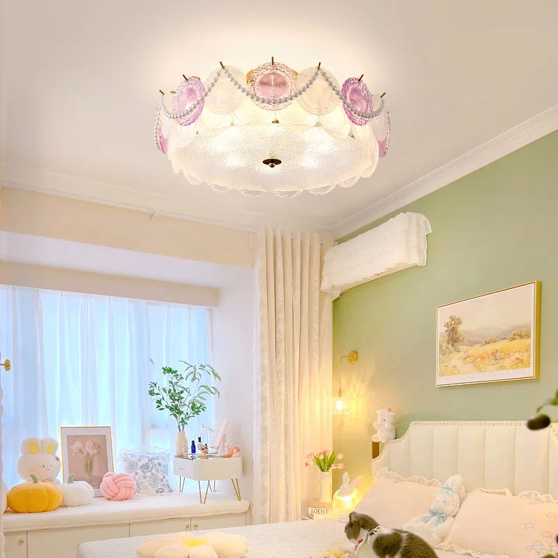 French Lamp Cream Wind Lamps Modern Simple Children&#39;s Room Bedroom Lamp Ceiling Lamp Net Red Shell Lamp 2023 New Light Luxury