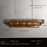 Gray Glass Ceiling Chandeliers 2025 Classic Round Hanging Lamps for Ceiling Home Decoration Lighting Gold Lustres Lamparas