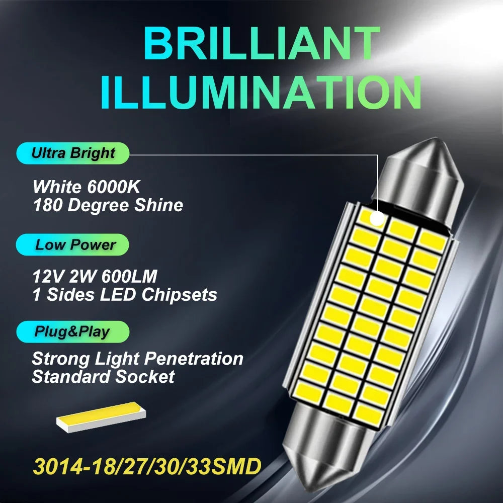 10pcs Festoon 31mm 36mm 39mm 41mm High Quality Super Bright LED Bulb C5W C10W Car License Plate Light Interior Reading Dome Lamp