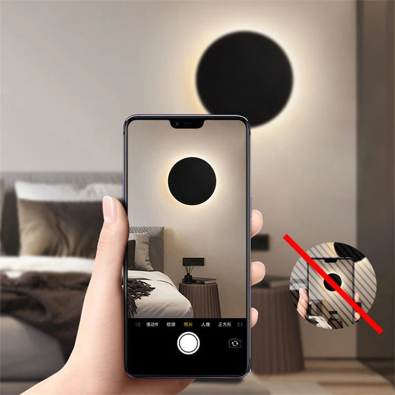 Modern Minimalist Round LED Wall Lamp - Touch Switch & Motion Sensor Porch Light