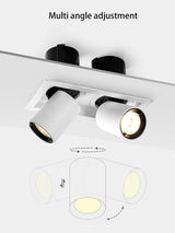 LED Spotlights Telescopic Folding Grille Spot Light Double Heads COB Lamp Square Ceiling Foco Recessed Anti Glare Stretchable