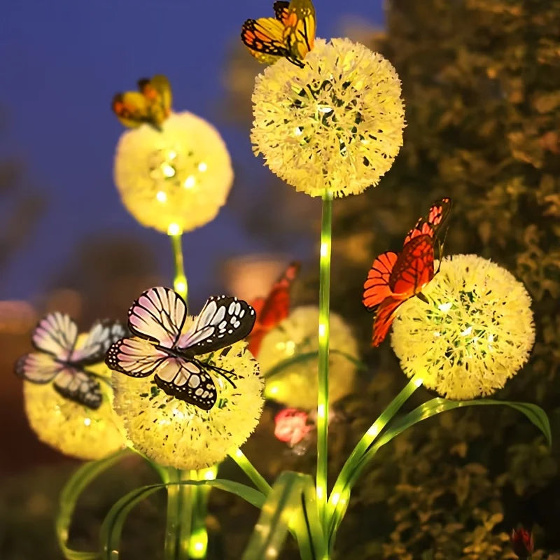 Solar Butterfly Dandelion Garden Lights, Outdoor Solar Dandelion Lights, Suitable for Garden Courtyard Patio Lawn Decoration