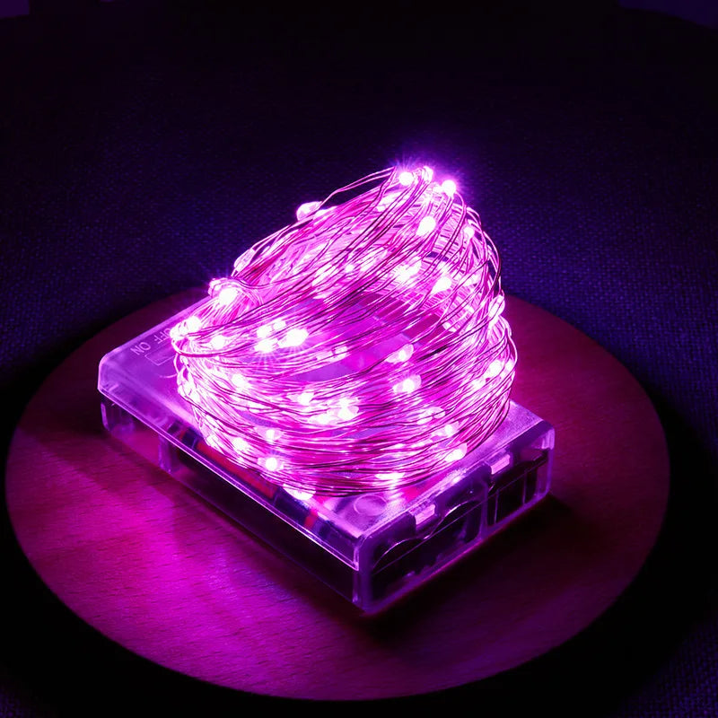 Battery Powered LED Silver Wire String Lights - 1M 2M 5M 10M Fairy Garland