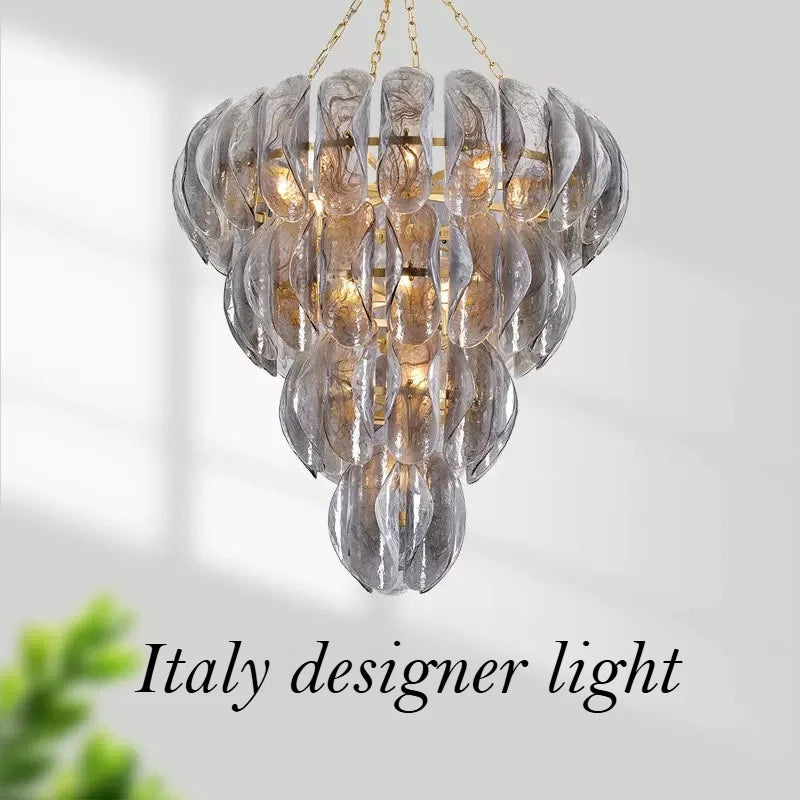 Luxury Murano Glass Chandelier (French Vintage Style) - Handcrafted Artisan Pendant Hanging Light Fixture for Living Room & Ceiling Decor