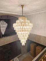 Luxury Large Crystal Chandelier High Ceiling Vila Living Room Rose Gold Crystal Pendant Lights Chandeliers Vintage Lighting Lamp