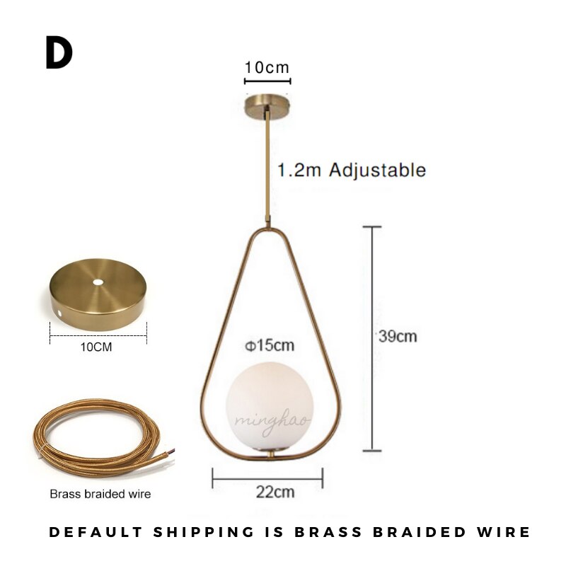 Modern LED Round Glass Ball Pendant Lights Iron E14 Pendant Lamps Hanging Light Fixture for Living Bedroom Dining Room