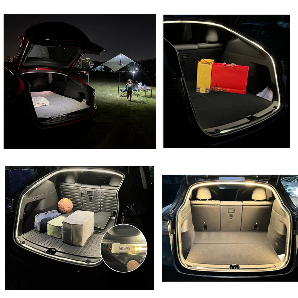 2026 New Rear Front Trunk Waterproof LED Strip Atmosphere Brighten Light Plug & Play for Tesla Model Y Juniper New 3 Highland