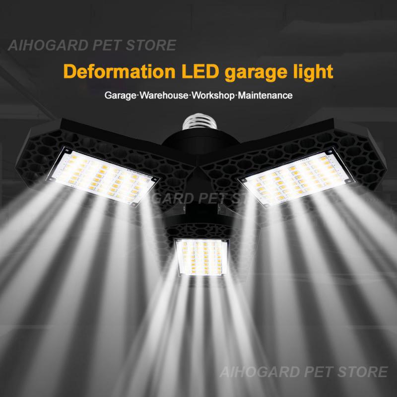 Deformable Bulb Industrial Lighting 3 Panels Ceiling Light 3000k/6000k Adjustable 40/60/80w Led Garage Light Workshop Lighting