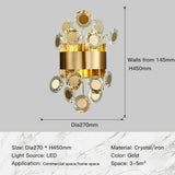 New modern wall sconce lighting for bedroom brushed gold crystal wall lamps home decoration led crystal wall light fixtures
