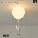 Designer Polar Bear Cartoon Pendant Chandelier - LED Resin Kid's Room Light
