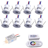1W RGB Mini LED Recessed Downlight with Driver (AC100–265V / DC12V) - Compact Spotlight for Cabinets, Stairs & KTV