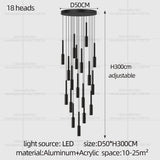 Cylindrical Pendant Light Long Line Attic Chandelier - Modern LED Villa Spotlight