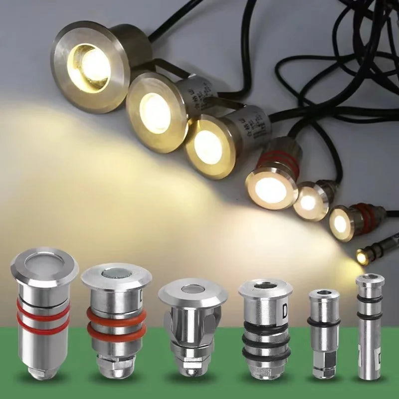 DC12V 24V LED Mini Underwater Light IP68 Waterproof Underground Lamp Spotlight Stainless Steel for Pool Stair Step Pathway Deck