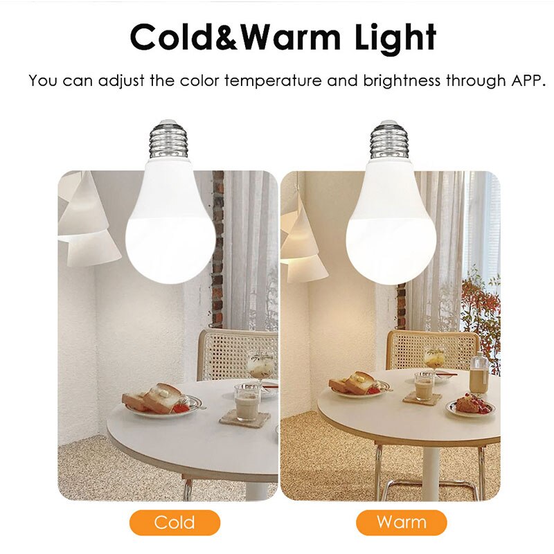 Tuya Smart Wi-Fi Led Bulb 9/15W RGBCW LED Light Dimmable Lightbulbs Works With Alexa Google Home Voice Control Magic LED Lamp