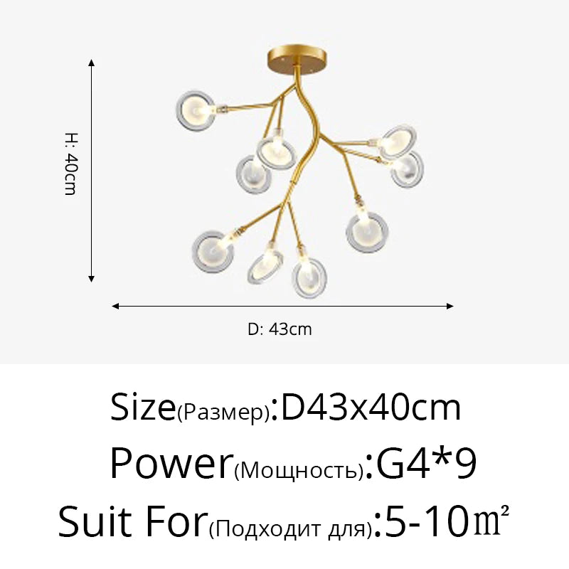 Modern LED Firefly Chandelier - Nordic Gorgeous Leaf Pendant Lamp for Living Room