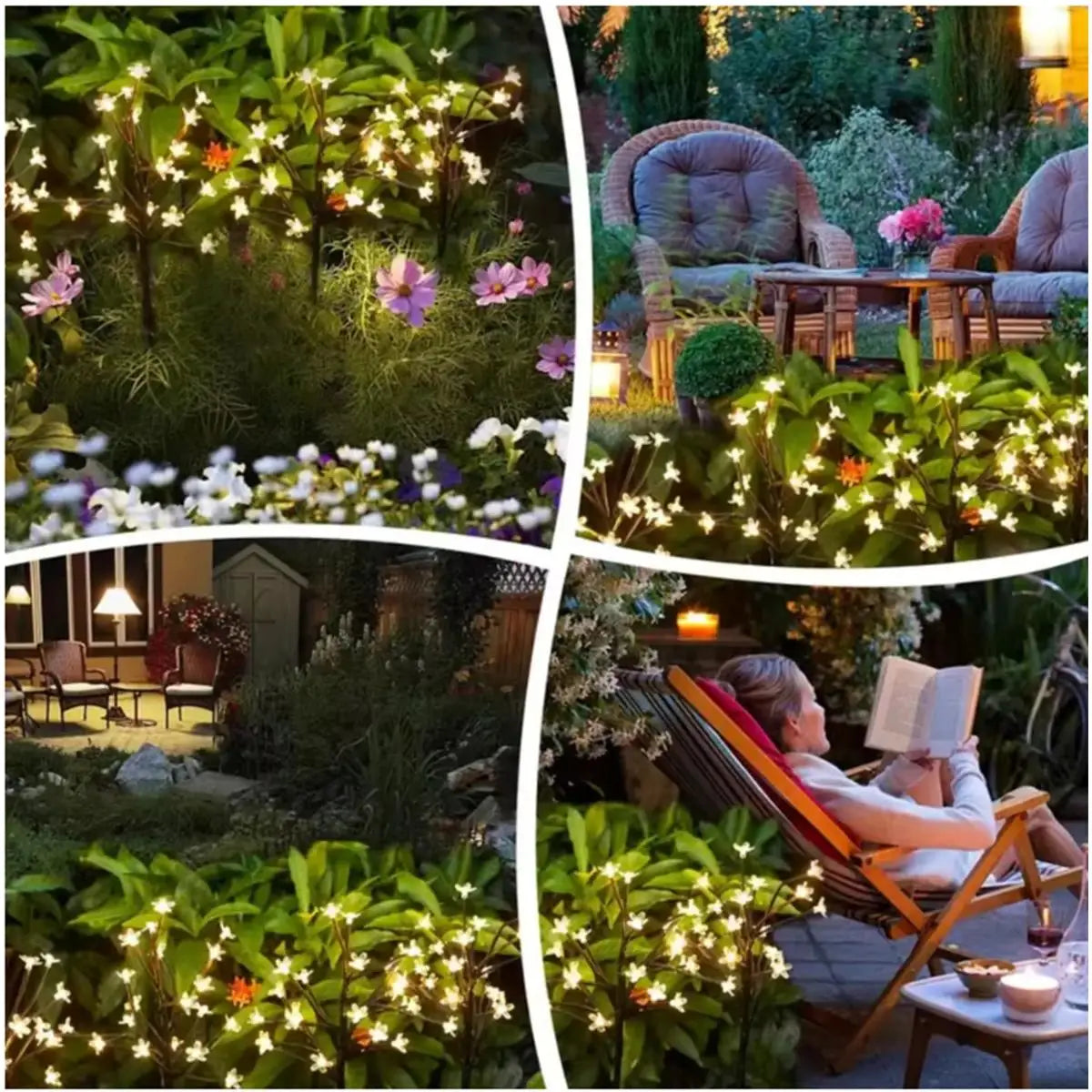 Solar Cherry Blossom Ground Lamps - Waterproof Outdoor LED Garden Flower Lights