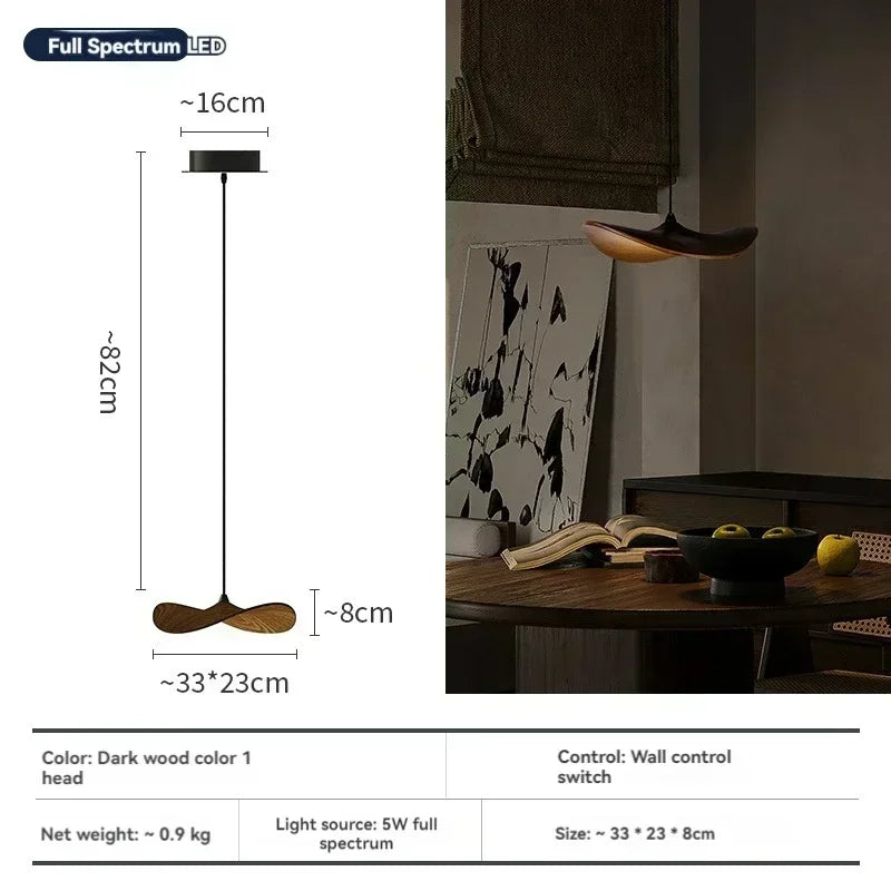 Japanese Wabi Sabi Solid Wood Lamp for Living Dining Room  Villa Duplex Kitchen Island Linear Light 3colors Changeable