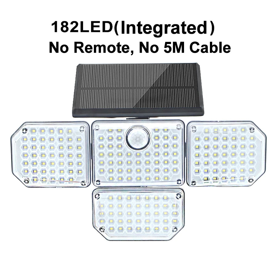 278 LED Solar Motion Sensor Outdoor Flood Light - 3-Head Waterproof Security Wall Lamp for Patio, Yard & Garage