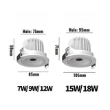 Small round hole deep anti-glare spotlights, embedded hotel living room and bedroom ceiling lights, adjustable background wall