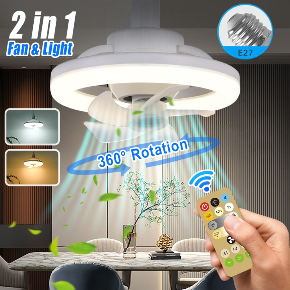 Ceiling Fan Lamp 5 Blades E27 Remote Ceiling Lighting Bedroom 48/60W Living Room Remote Control Home Lamps AC85-265V