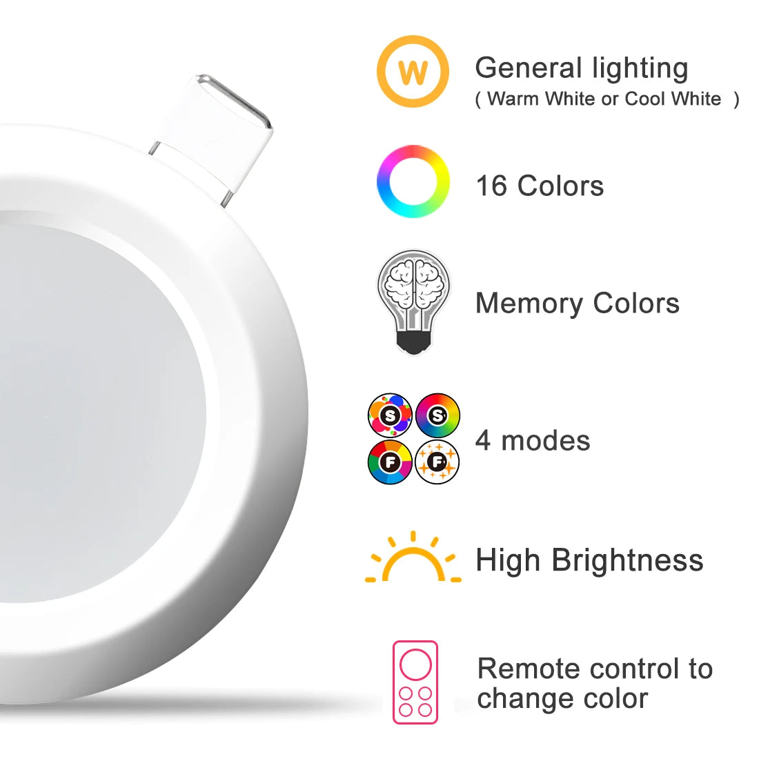 RGBW LED Recessed Ceiling Downlight (10W 15W) - Dimmable Color-Changing & Tunable White (RGB + Warm/Cool White) Spotlight Panel Lamp