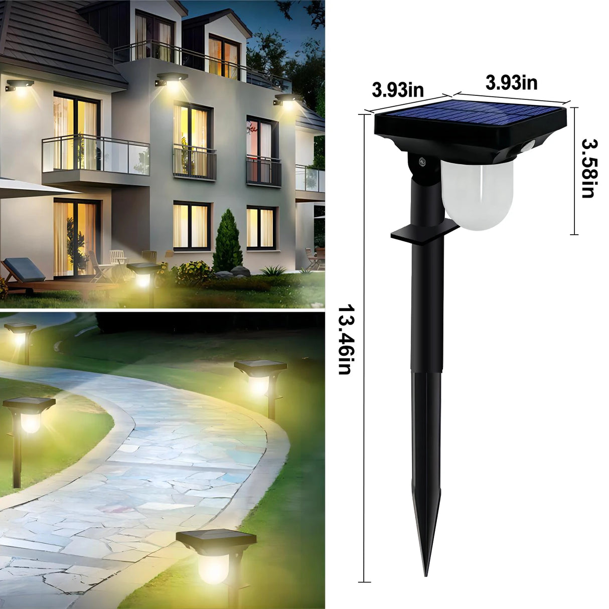 Solar Lights Outdoor Garden Wall Lamp - Waterproof Motion Sensor Pathway Landscape Light