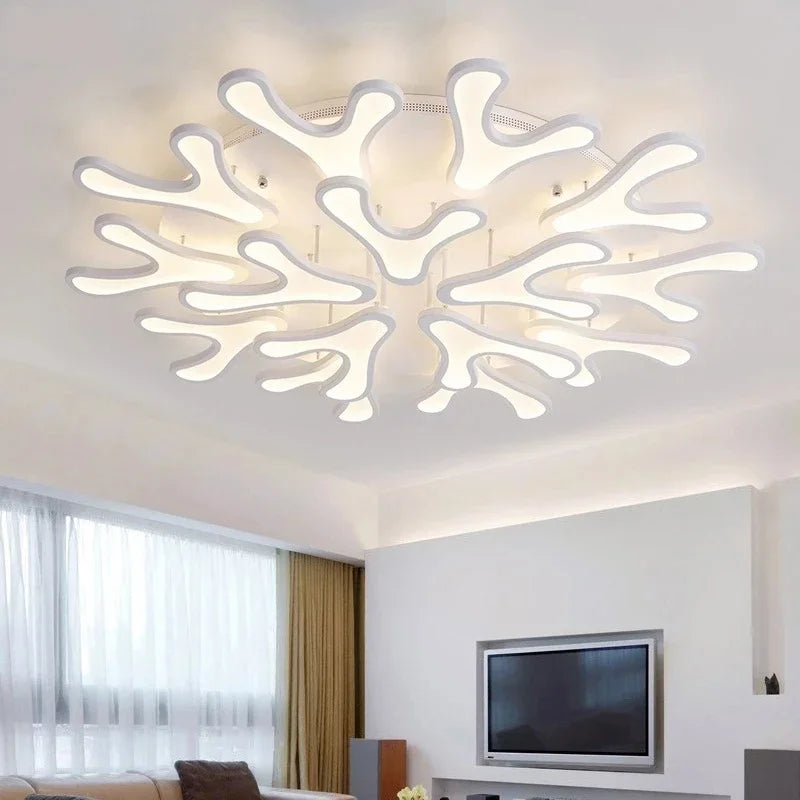 European Acrylic Coral Type Led Round Ceiling Chandelier Lamp For Living Room Study Suitablecreative Home Decoration
