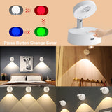 Wireless RGB Remote Spotlight Rechargeable Accent Lights LED Puck Lights Dimmable Timer Wall Lamp Up light Angle Artwork Lighting