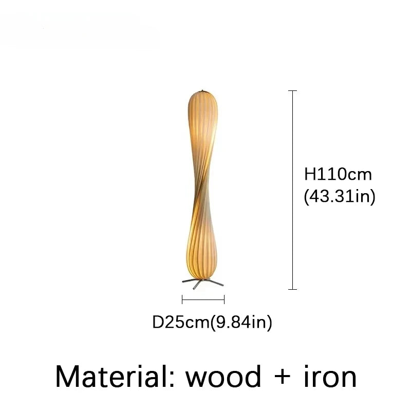 Light Luxury Wooden Curved Shade Floor Lamp Modern Standing Lamp for Living Room Bedroom Entryway Home Interior Decor Lighting