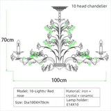Pink Red Ceramic Rose Chandelier Luxury French Gold 5 Lights Chandelier Bedroom Lighting 6/8/10 Living Room Hanging Lights