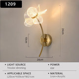 Modern LED wall lamp Electroplated Flower Shaped Bedroom Bedside Light Study Dining Room Living Room Background Decoration Lamp