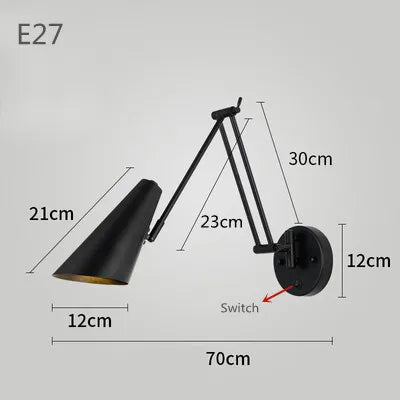 Adjustable Swing Long Arm LED Wall Lamps Modern Touch Sensor Internal Wall Washer Household Bedside Switch Decors Sconce Lights