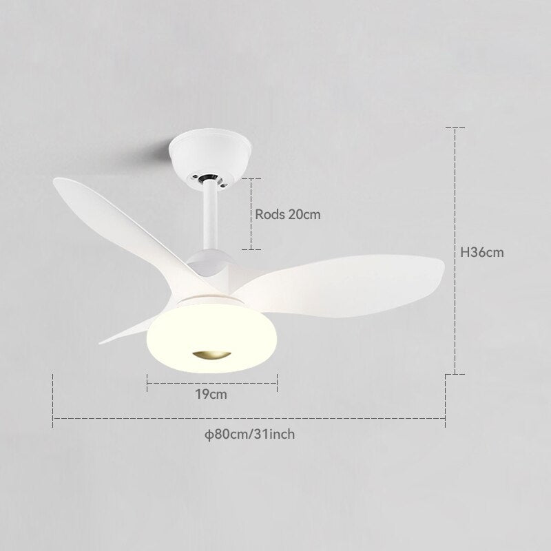 New Nordic bedroom fan light ultra-thin frequency conversion mute restaurant ceiling fan light children&#39;s room bedroom fan lamp