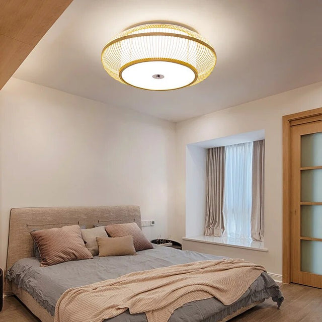  Style Chandelier Bamboo Wood Ceiling Lamp Surface Mounted Large Size Living Room Bedroom Luster Luminaire 45 50 60 cm