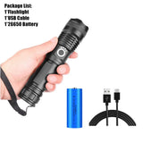 Rechargeable LED Flashlights 90000 Lumens Super Bright Zoomable Waterproof Flashlight with 3 Modes Powerful for Camping Hiking