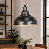 Industrial Metal Pendant Light (1-Pack / 2-Pack) - Retro Silver Hanging Chandelier Fixture for Kitchen, Bar, Cafe & Living Room
