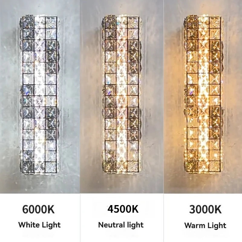 Luxury Dimmable Crystal LED Wall Lamp - Eye-Care Modern Sconce Light Fixture for Bedroom Bedside, Living Room & Study
