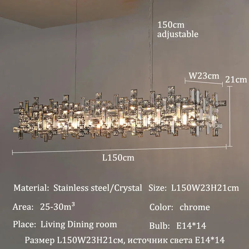 Luxury Chrome LED Crystal Chandelier - Modern Ceiling Pendant Light Fixture