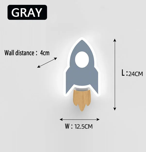 Cartoon LED Rocket Wall Lamp Modern Creative Moon Star Wall Light Indoor Baby Children's Room Bedside Decoration Light Kids Gift
