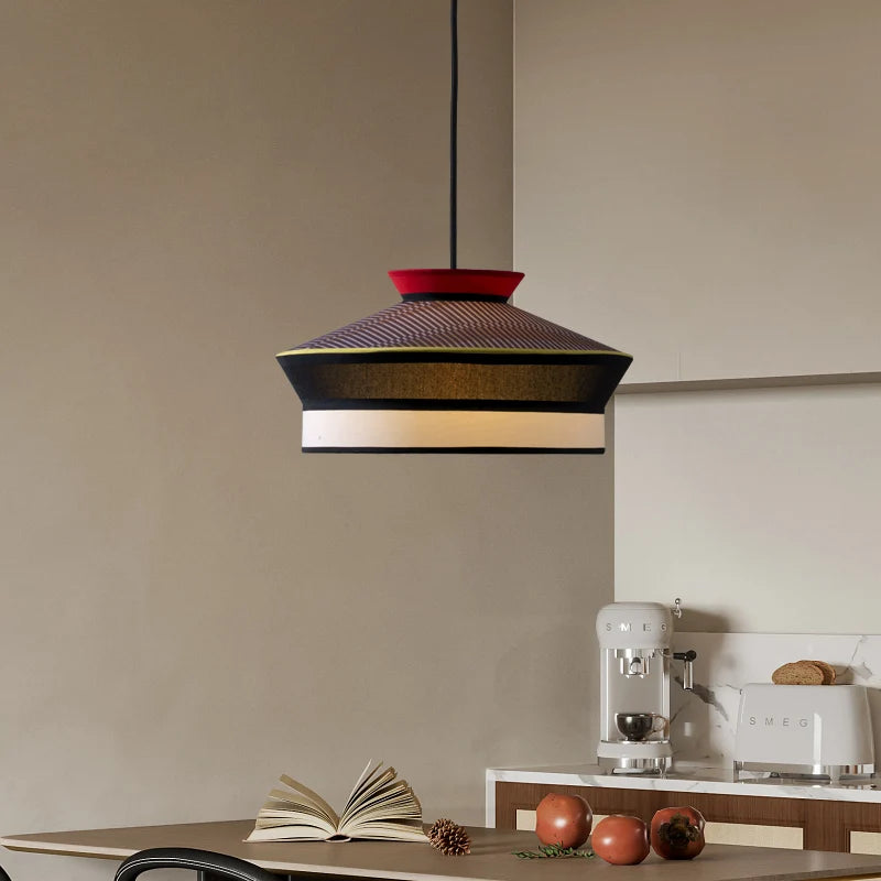 Rattan Pendant Light Minimalist Wabi-sabi Fabric Decorative Danish Design Light Interior Restaurant Bedroom Dining Room Light