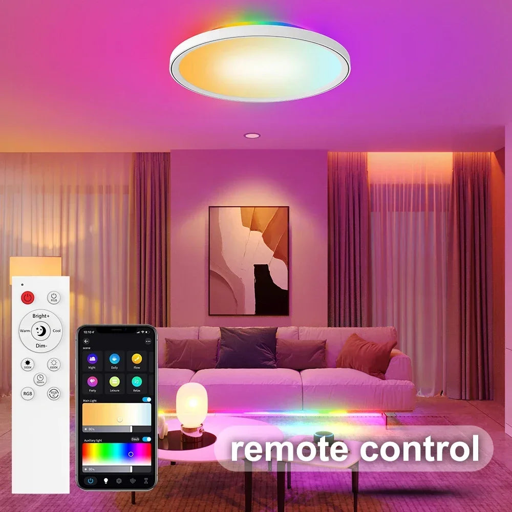 Smart 30W LED Ceiling Lamp with RGBIC Backlight - Alexa & Google Assistant Light