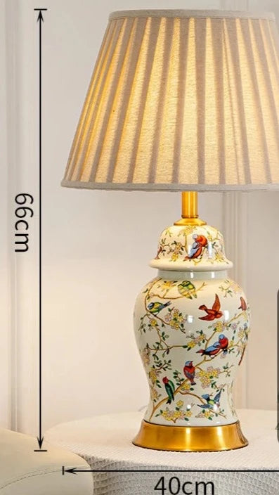 Magpie Chinese Flower And Bird Ceramic Table Lamp Living Room Bedroom Study Lamp Modern Retro Warm Table Lamp Bedside Lamp