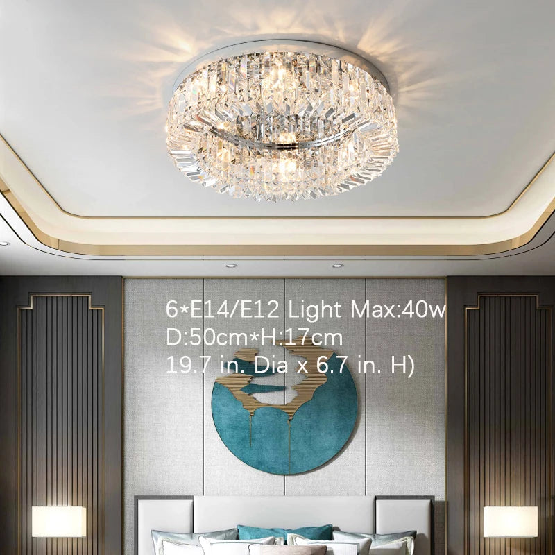 modern style ceiling light K9 crystal stainless steel decorative living room bedroom LED ceiling lamp