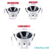 IP65 Waterproof Embedded CRI98 Dimmable Spotlight AC110-220V Bathroom Kitchen 7W10W15W20W24W30W Ceiling Downlight LED Anti Glare