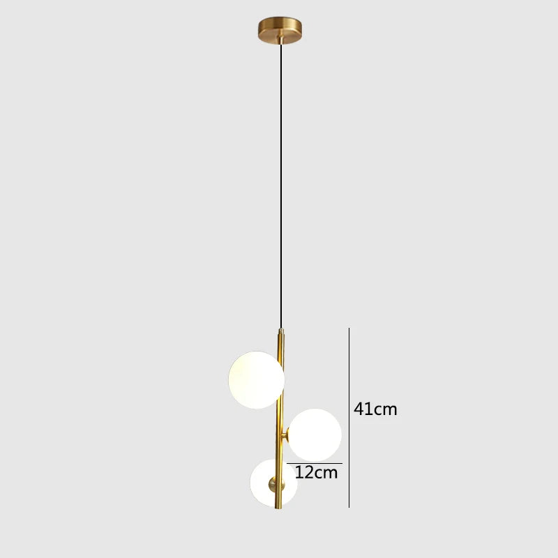 Nordic Modern Glass Ball LED Pendant Lights Brass/Black Bedroom Bedside Hanging Lamp for Living Room Home Decor Lighting Fixture