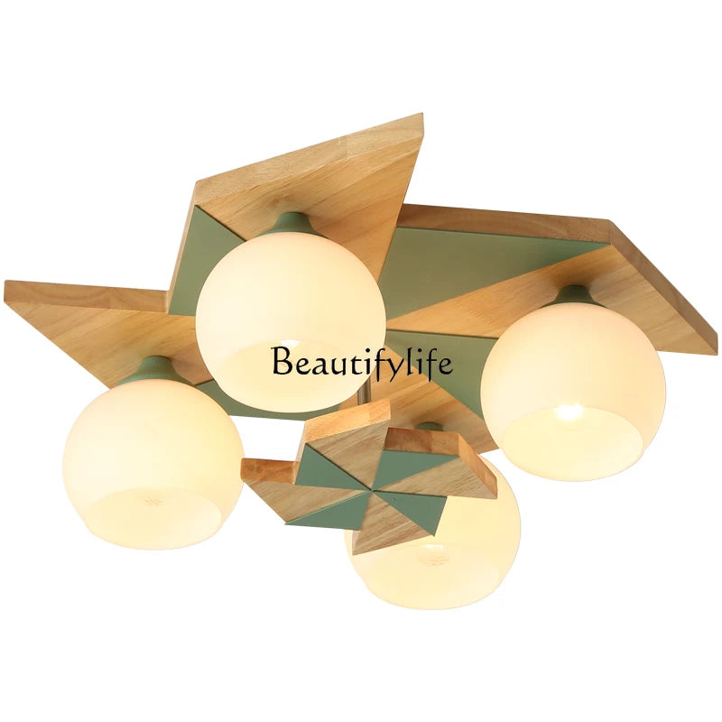 Nordic Bedroom Lamp Macaron Study Room Lamp Personalized Creative Modern Simple Windmill Solid Wood Lamps
