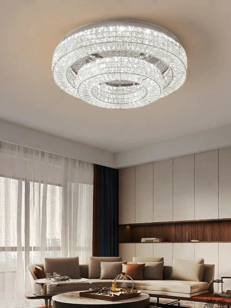 Modern Style Fixture Ceiling Light Luxury Round Crystal Chandelier Ceiling Light for Indoor Bedroom Home Lighting