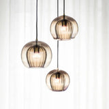 Nordic LED Loft Pendant Light Glass Amber/Clear Hanging Lighting Fixture Industrial Pendant Lamp for Kitchen Living Room Modern