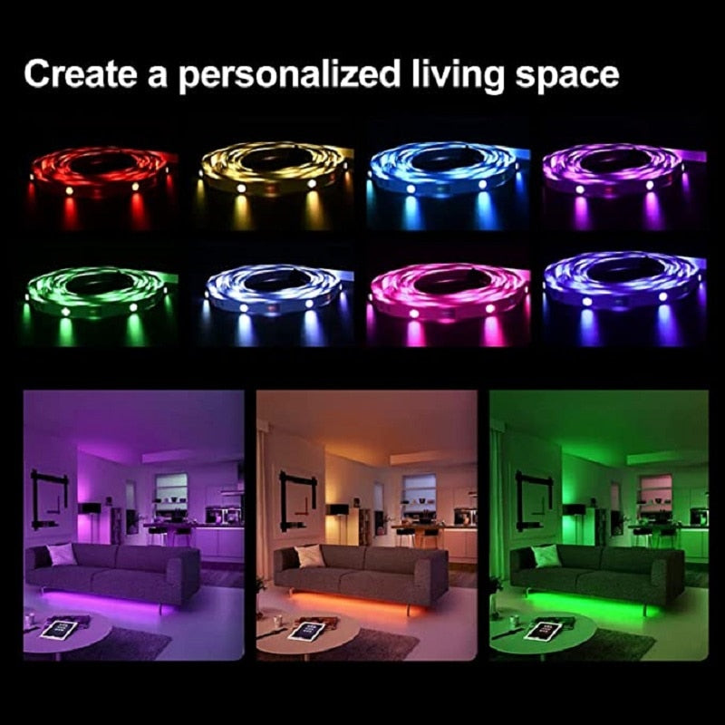 LED Strip Light for Room Christmas Decoration RGB 5050 Remote Control Music Bluetooth APP TV backlight Neon Party luces led