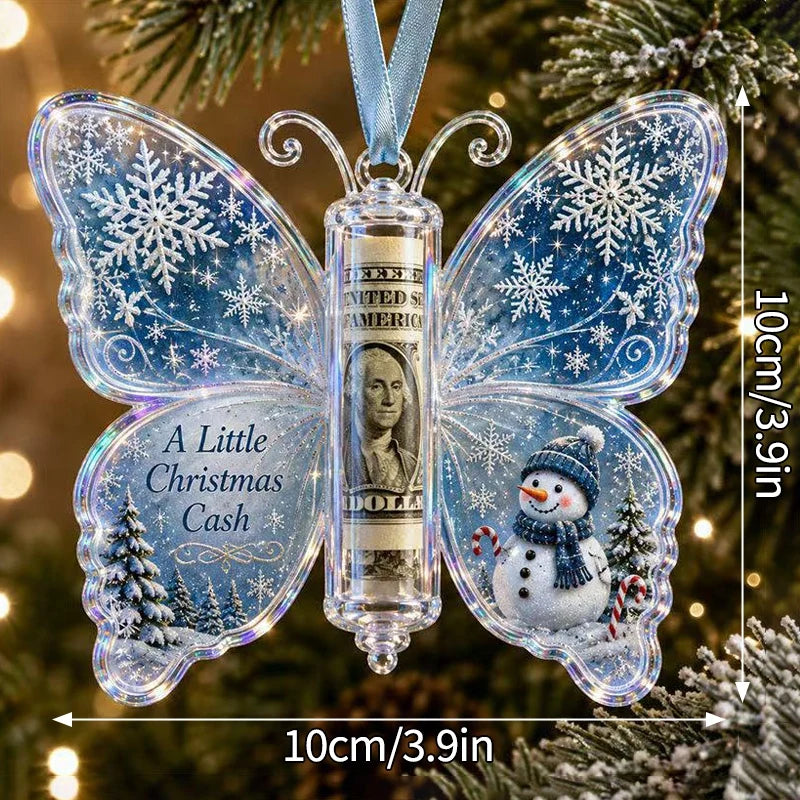 Money Storage Christmas Tree Hanging Ornament Clear Piggy Bank Christmas Decoration 2026 Cash Slot Hanging Pendant Navidad Decor